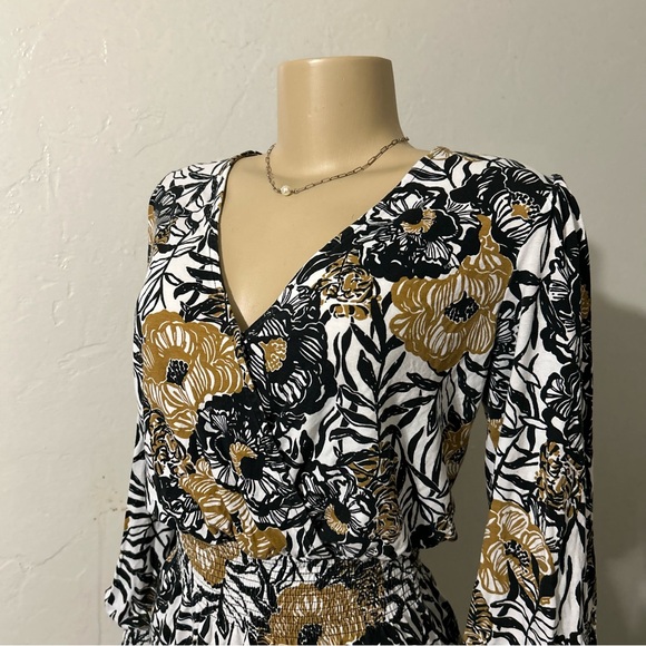 Lilly Pulitzer Talley Peony Black and Gold Floral Long Sleeve Dress - Picture 5 of 6